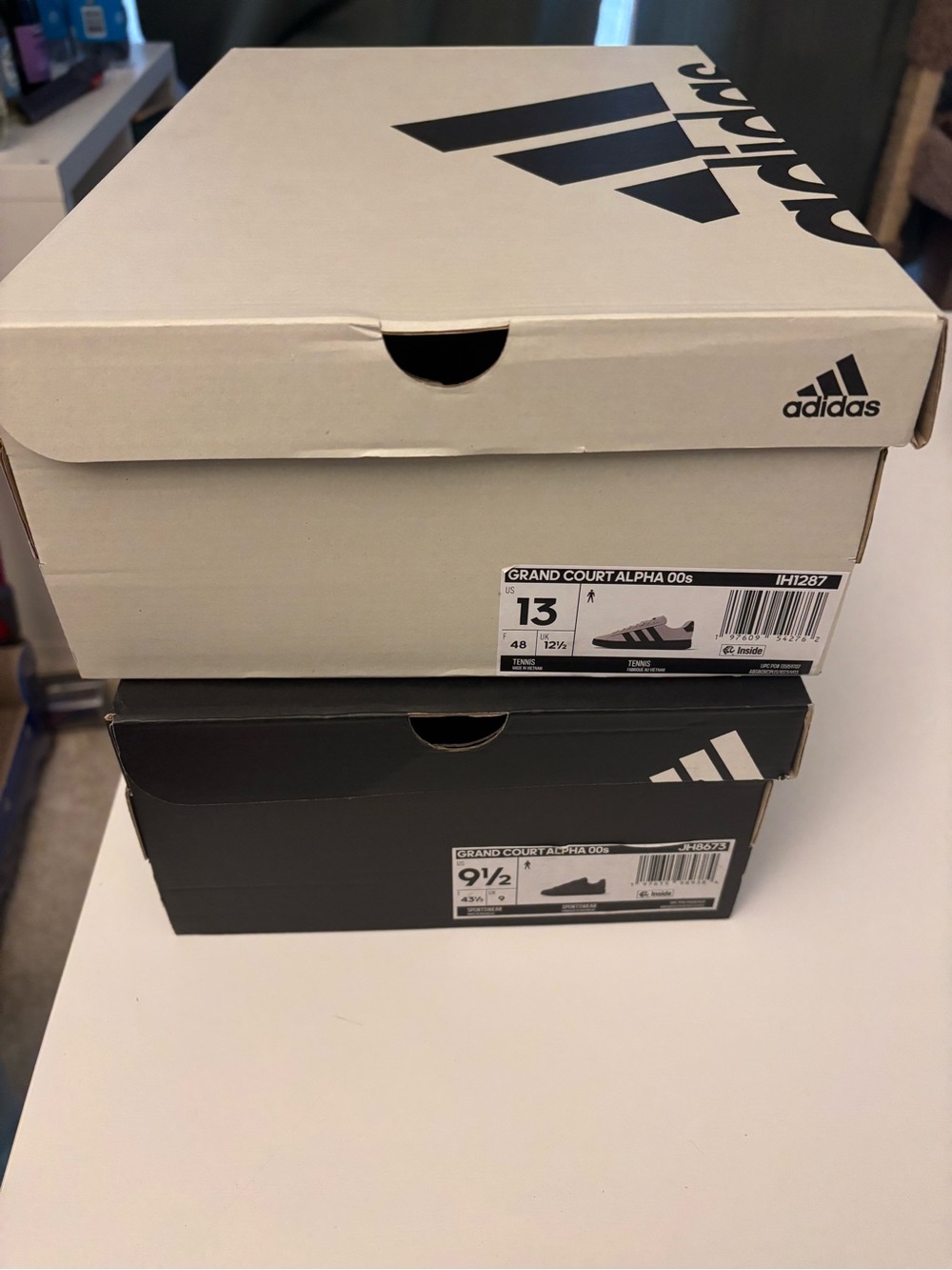 Empty adidas shoe boxes